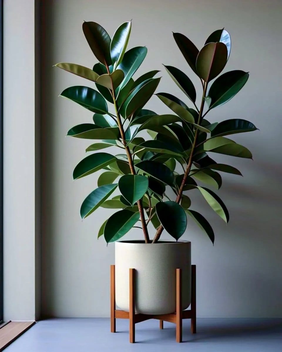 American rubber plant on office desk
